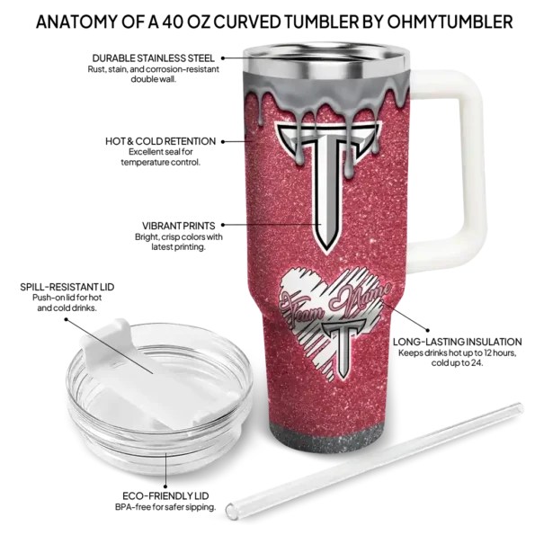 custom troy trojans heart helmet motif red curved tumbler new arrival.webp