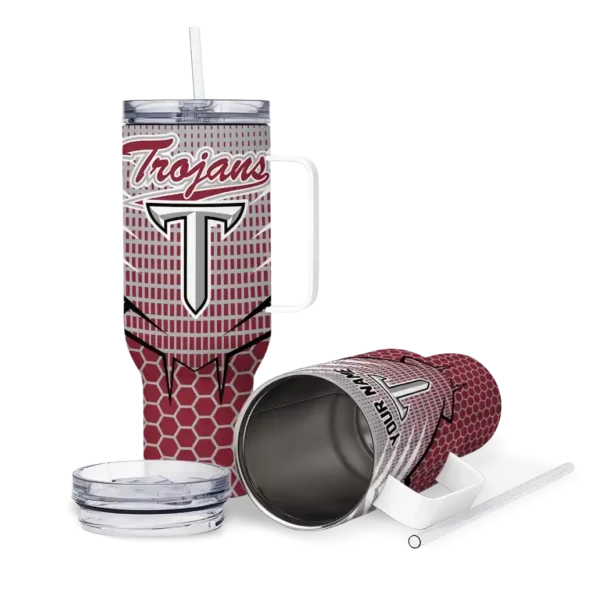 custom troy trojans hex texture red curved tumbler high quality.webp