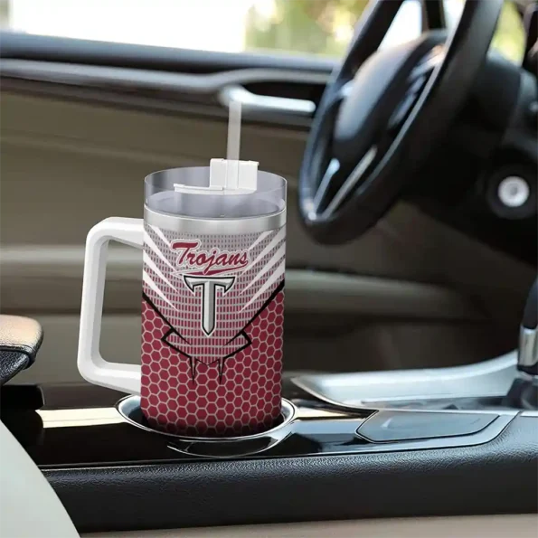 custom troy trojans hex texture red curved tumbler trendy.webp