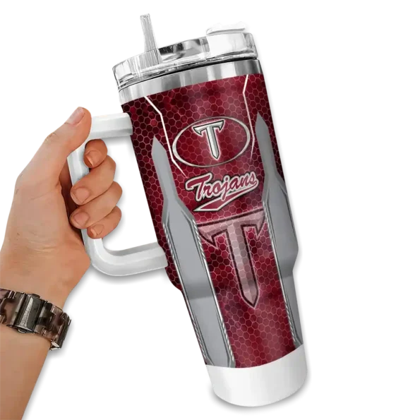 custom troy trojans hexagon armor red curved tumbler fashion forward.webp