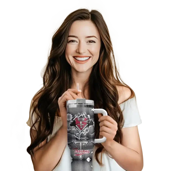 custom troy trojans superman shield red gray curved tumbler premium grade.webp