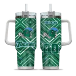 custom tulane green wave bold diamonds green curved tumbler best selling.webp