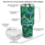custom tulane green wave bold diamonds green curved tumbler best selling.webp