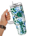 custom tulane green wave camo mashup green white curved tumbler best selling.webp