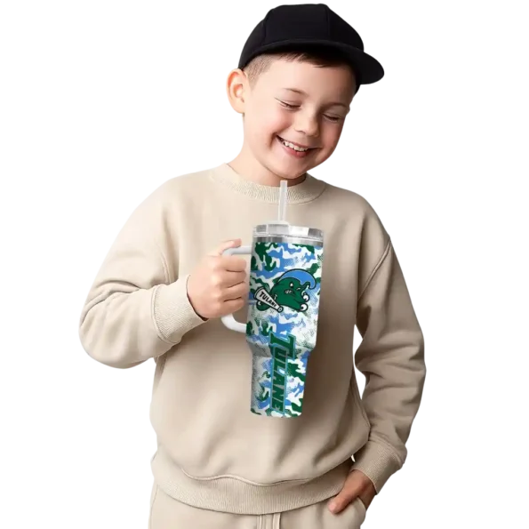 custom tulane green wave camo mashup green white curved tumbler latest model.webp