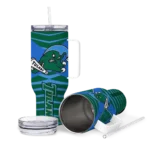 custom tulane green wave chevron layers green curved tumbler best selling.webp