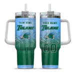 custom tulane green wave gradient dots green curved tumbler best selling.webp