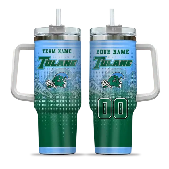 custom tulane green wave gradient dots green curved tumbler best selling.webp