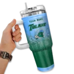 custom tulane green wave gradient dots green curved tumbler best selling.webp
