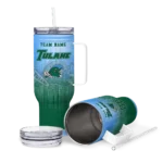 custom tulane green wave gradient dots green curved tumbler best selling.webp