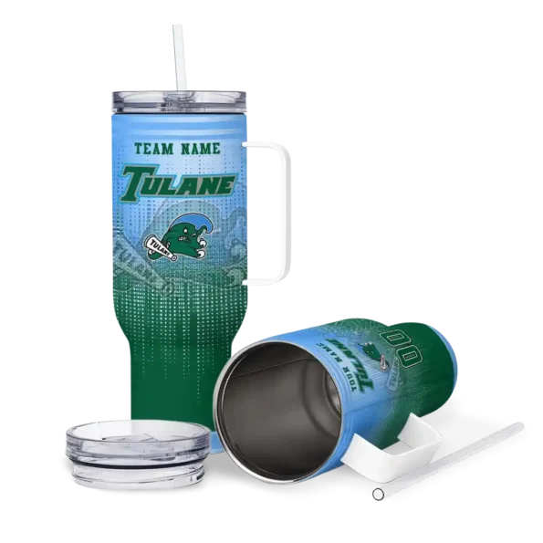 custom tulane green wave gradient dots green curved tumbler high quality.webp