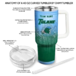 custom tulane green wave gradient dots green curved tumbler best selling.webp