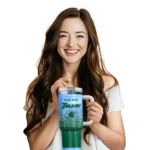 custom tulane green wave gradient dots green curved tumbler best selling.webp