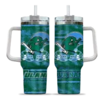 custom tulane green wave honey streaks green curved tumbler best selling.webp