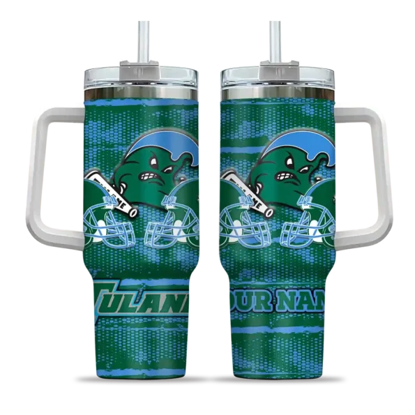 custom tulane green wave honey streaks green curved tumbler best selling.webp