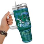 custom tulane green wave honey streaks green curved tumbler best selling.webp