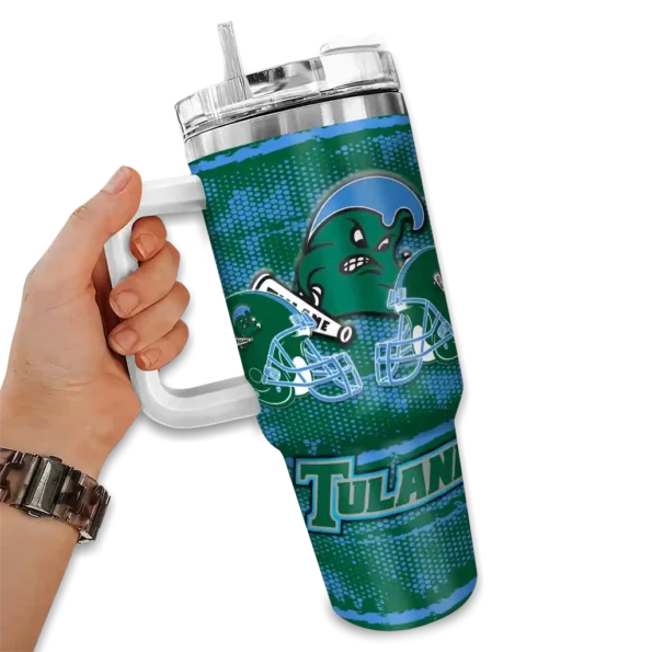 custom tulane green wave honey streaks green curved tumbler fashion forward.webp