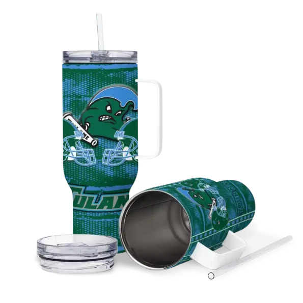 custom tulane green wave honey streaks green curved tumbler high quality.webp