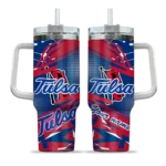 custom tulsa golden hurricane abstract paths blue curved tumbler best selling.webp