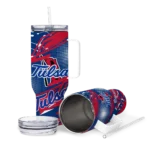 custom tulsa golden hurricane abstract paths blue curved tumbler best selling.webp