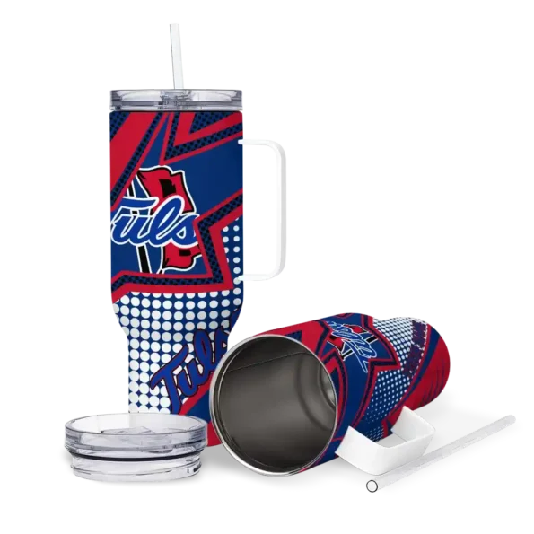 custom tulsa golden hurricane arrow burst blue curved tumbler high quality.webp