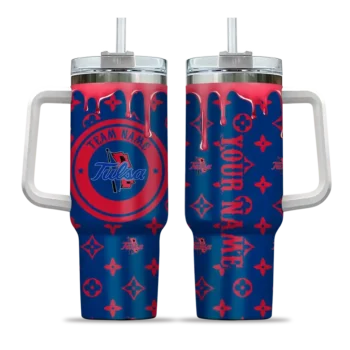 custom tulsa golden hurricane bullseye drips blue curved tumbler best selling.webp