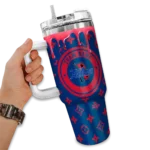custom tulsa golden hurricane bullseye drips blue curved tumbler best selling.webp