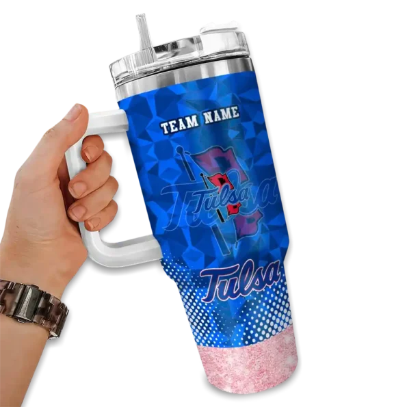 custom tulsa golden hurricane geometric prism blue curved tumbler fashion forward.webp