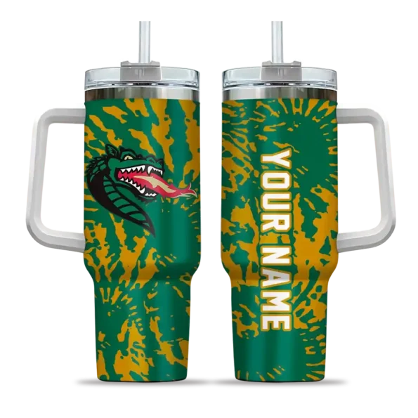 custom uab blazers burst swirl green curved tumbler best selling.webp