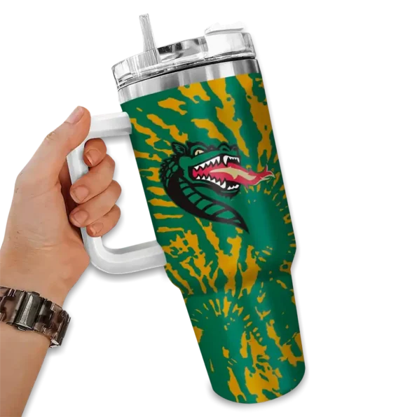 custom uab blazers burst swirl green curved tumbler fashion forward.webp