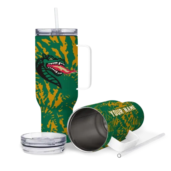 custom uab blazers burst swirl green curved tumbler high quality.webp