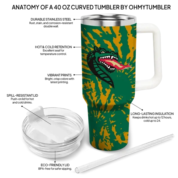 custom uab blazers burst swirl green curved tumbler new arrival.webp