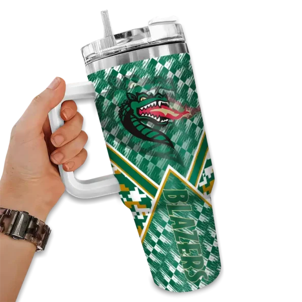custom uab blazers chevron angle green curved tumbler fashion forward.webp