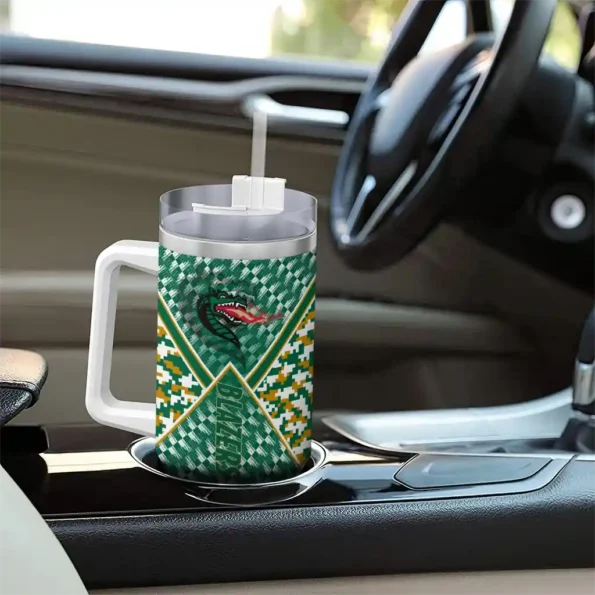 custom uab blazers chevron angle green curved tumbler trendy.webp