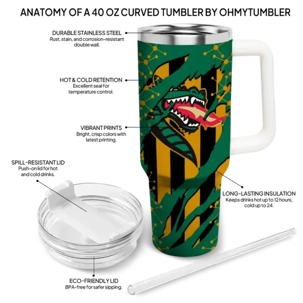 custom uab blazers claw cut green black curved tumbler new arrival.webp