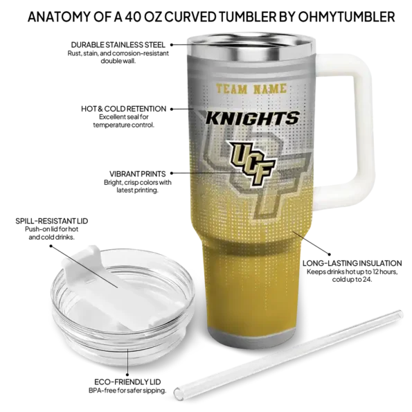 custom ucf knights gradient dots gold curved tumbler new arrival.webp