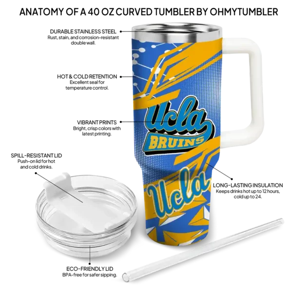 custom ucla bruins abstract paths blue curved tumbler new arrival.webp