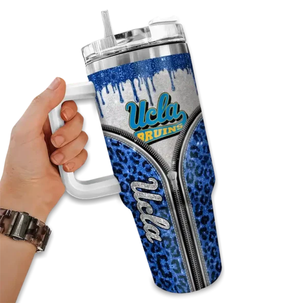 custom ucla bruins leopard zipper blue curved tumbler fashion forward.webp