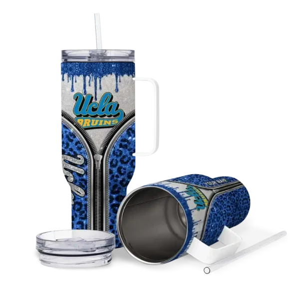 custom ucla bruins leopard zipper blue curved tumbler high quality.webp
