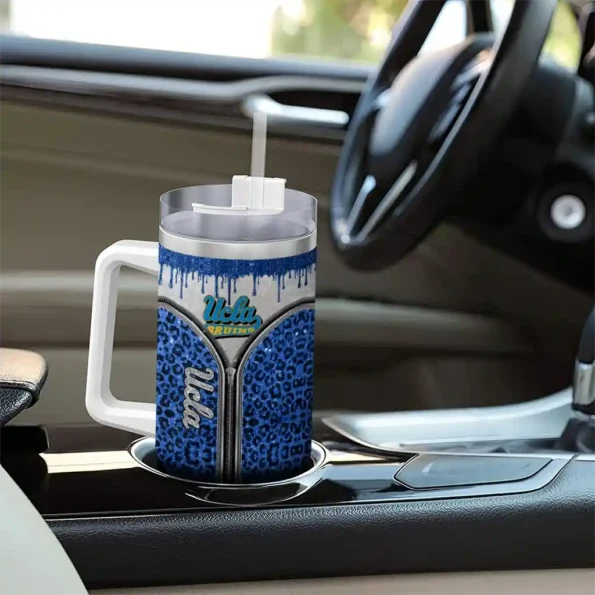 custom ucla bruins leopard zipper blue curved tumbler trendy.webp