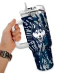 custom uconn huskies burst swirl blue curved tumbler best selling.webp