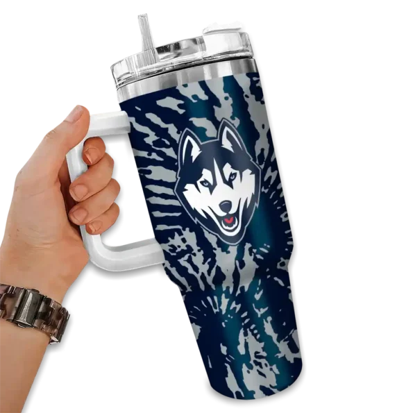 custom uconn huskies burst swirl blue curved tumbler fashion forward.webp