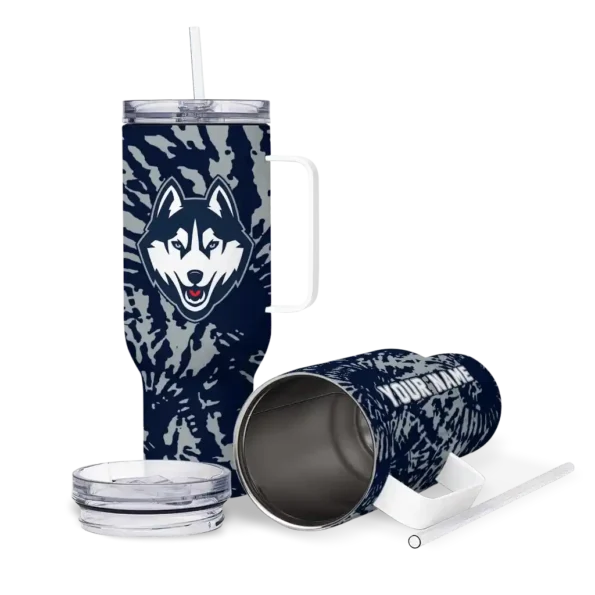 custom uconn huskies burst swirl blue curved tumbler high quality.webp