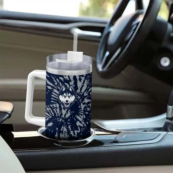 custom uconn huskies burst swirl blue curved tumbler trendy.webp