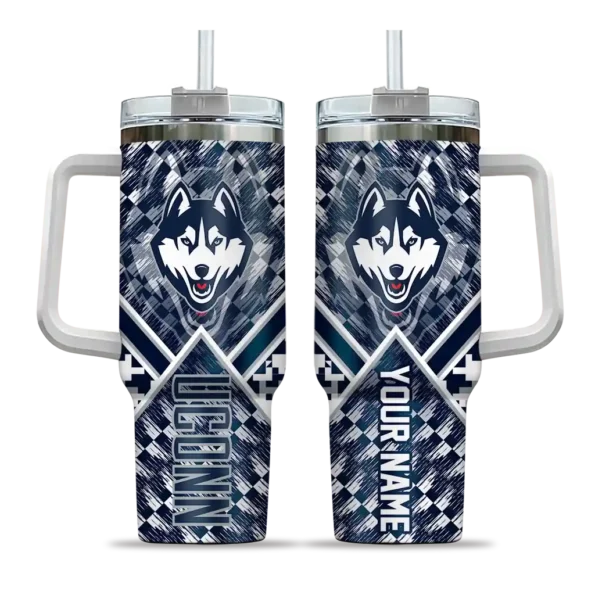custom uconn huskies chevron angle blue curved tumbler best selling.webp