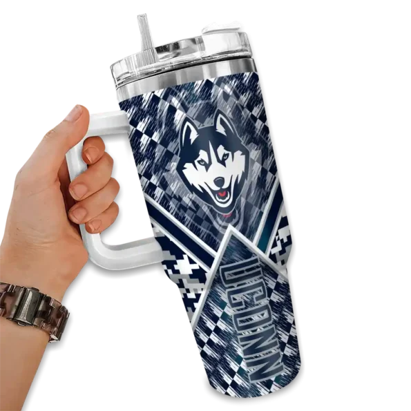 custom uconn huskies chevron angle blue curved tumbler fashion forward.webp