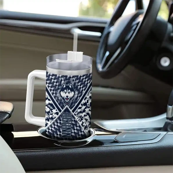 custom uconn huskies chevron angle blue curved tumbler trendy.webp