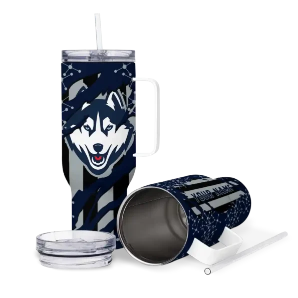 custom uconn huskies claw cut blue black curved tumbler high quality.webp