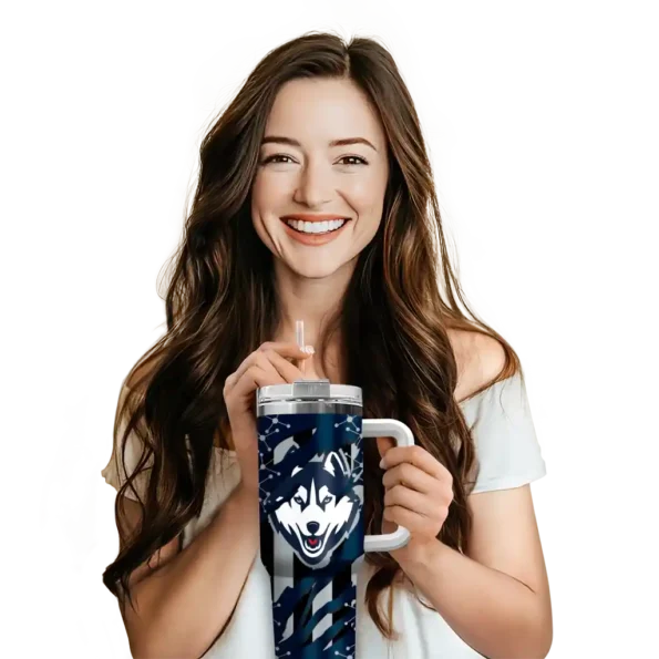 custom uconn huskies claw cut blue black curved tumbler premium grade.webp