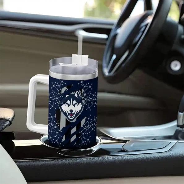 custom uconn huskies claw cut blue black curved tumbler trendy.webp